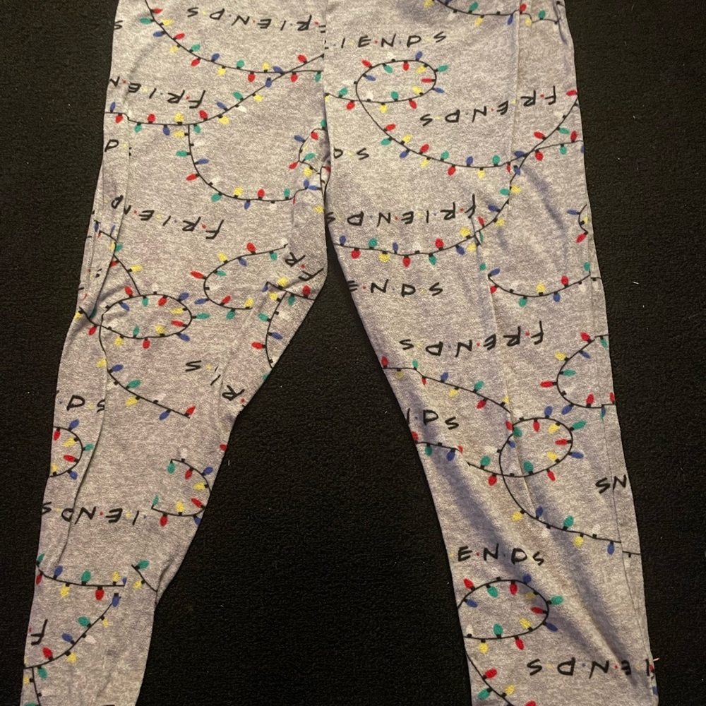 Gray Friends Pajama Pants with Colorful Lights Print